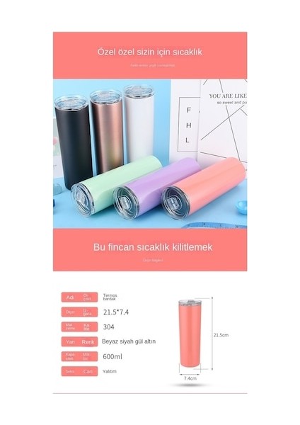 HYT-600ML Paslanmaz Çelik Termos-Açık Mavi (Yurt Dışından) fiyatları