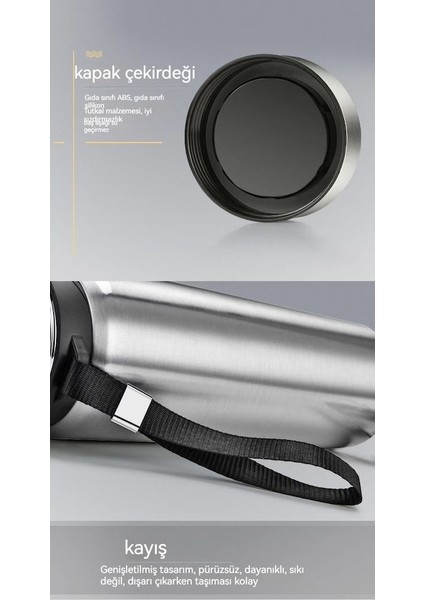 Hyt-Outdoor 304 Paslanmaz Çelik Termos Bardak Outdoor Spor Su Şişesi Büyük Kapasiteli 1000 ml - Siyah (Yurt Dışından) fırsatları