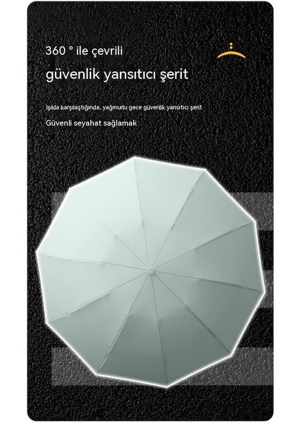 Ww Düz Renk Yansıtıcı 10 Kaburgalı Otomatik Şemsiye- Açık Yeşil (Yurt Dışından)