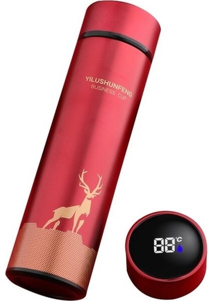 Orz 500ML Termos Su Şişesi Paslanmaz Çelik Termos Bardak LED Dijital Sıcaklık Göstergesi Kırmızı (Yurt Dışından)