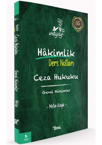 Imtiyaz Hakimlik Ders Notları Ceza Hukuku Genel Hükümler -Metin Kaya