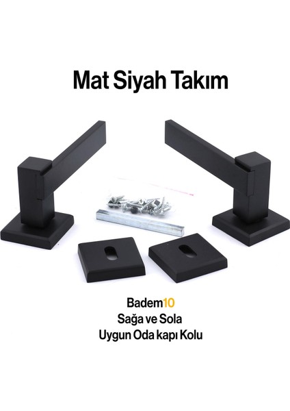Begonya Lüx Mat Siyah Oda Kapı Kolu Rozetli Sürgülü ve Çelik Kapı Sağa Sola Uygun Kapı Kolları Kulpu