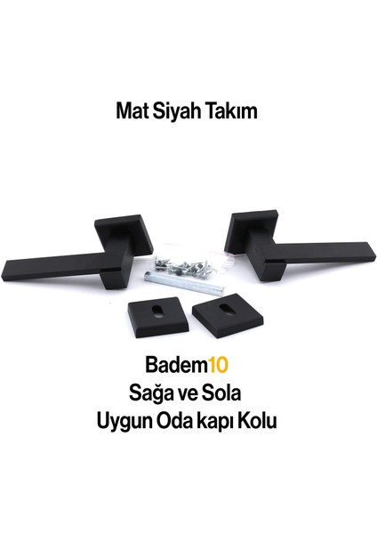 Begonya Lüx Mat Siyah Oda Kapı Kolu Rozetli Sürgülü ve Çelik Kapı Sağa Sola Uygun Kapı Kolları Kulpu
