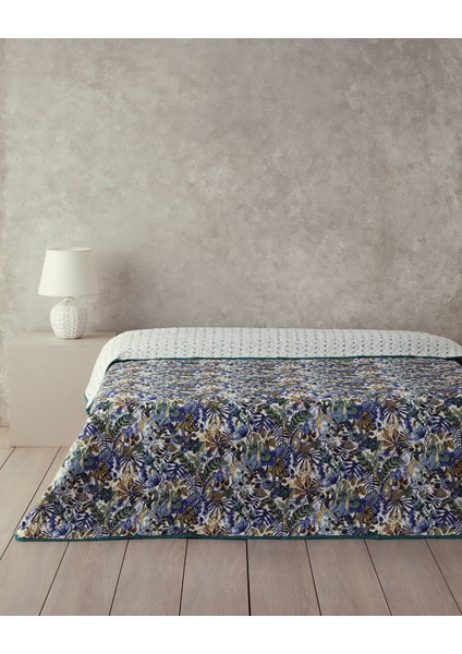 Floral Charm Tek Kişilik Çok Amaçlı Örtü Mavi