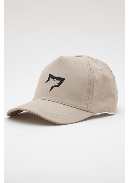 Spor Şapka | Unisex | Sports Hat | Bej Renk Siyah Logo |