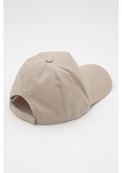 Spor Şapka | Unisex | Sports Hat | Bej Renk Siyah Logo | fırsatları