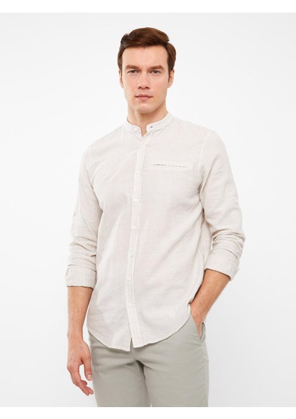 Lcwaıkıkı Classic Regular Fit Uzun Kollu Keten Karışımlı Erkek Gömlek