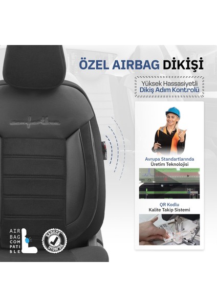 Comfortline Series Universal Deri Oto Koltuk Kılıfı Siyah