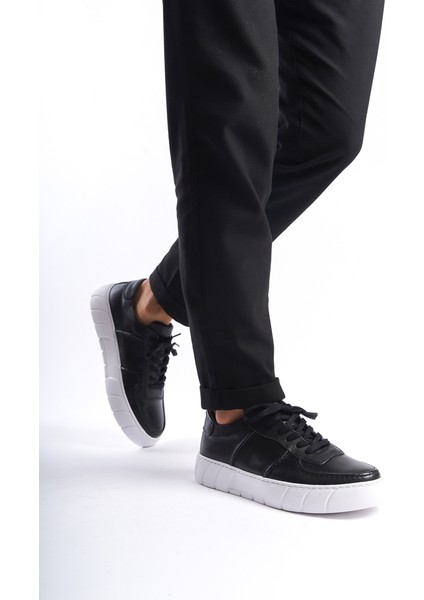 Erkek Deri Spor Ayakkabı & Sneaker Siyah -MBKRY650-S