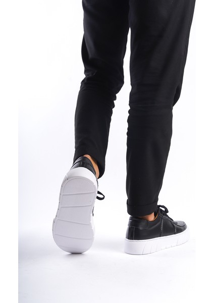 Erkek Deri Spor Ayakkabı & Sneaker Siyah -MBKRY650-S