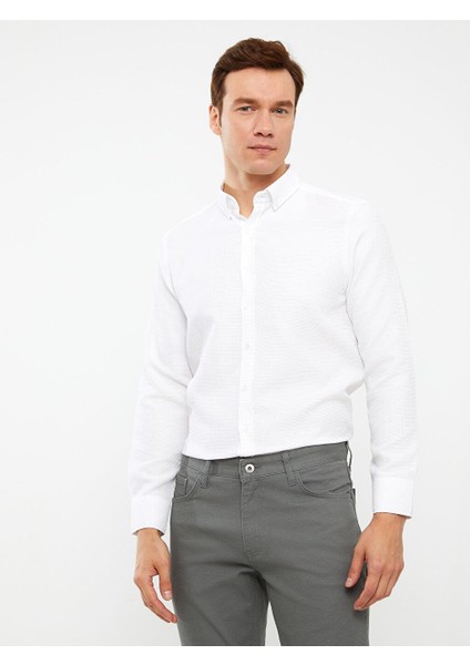 Lcwaıkıkı Classic Slim Fit Uzun Kollu Armürlü Erkek Gömlek