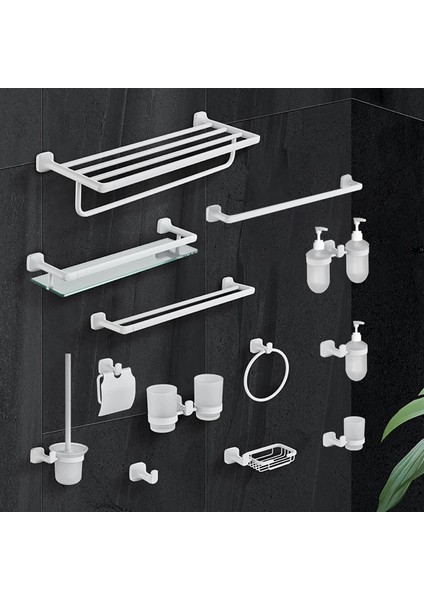 Robe Kanca Tarzı Banyo Donanım Seti Beyaz Bornoz Askısı Havlu Demiri Bar Raf Cam Raf Kağıt Mendil Tutucu Diş Fırçası Tutucu Banyo Aksesuarları (Yurt Dışından) modelleri