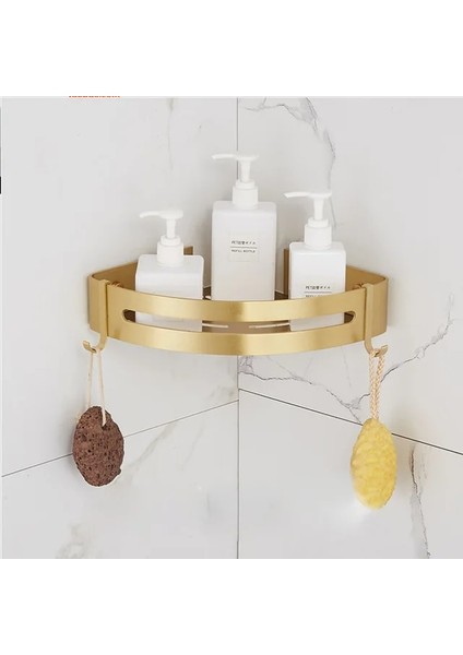 Köşe Rafı 1 Stili Banyo Aksesuarları Seti Fırçalanmış Altın Tuvalet Fırçası Tutucu, Köşe Raf Kağıt Tutucu, Havluluk Alüminyum Banyo Donanım Seti (Yurt Dışından)