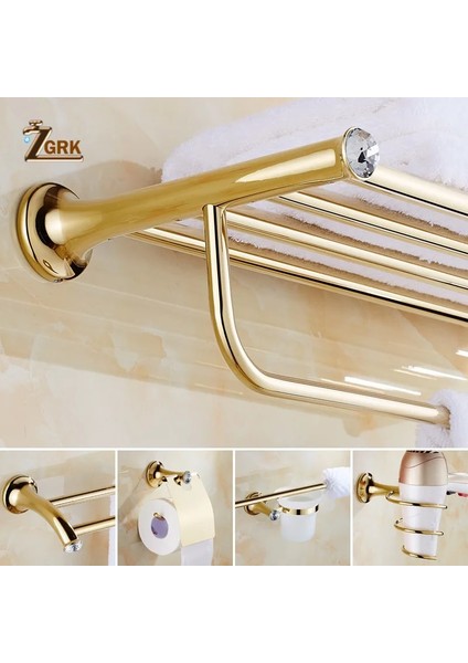 JLG02 Tarzı Zgrk Lüks Kristal Banyo Aksesuarları Seti Altın Cilalı Banyo Donanım Seti Duvara Monte Banyo Ürünleri Banheiro (Yurt Dışından)