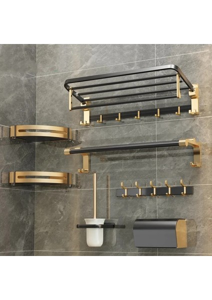 Ben Tarzım Yüksek Dereceli Siyah Altın Banyo Aksesuarları Banyo Havlusu Raf Seti Zarif Tuvalet Ömrü Banyo Rafı Kağıt Tutucu Banyo Aletleri (Yurt Dışından) fiyatları