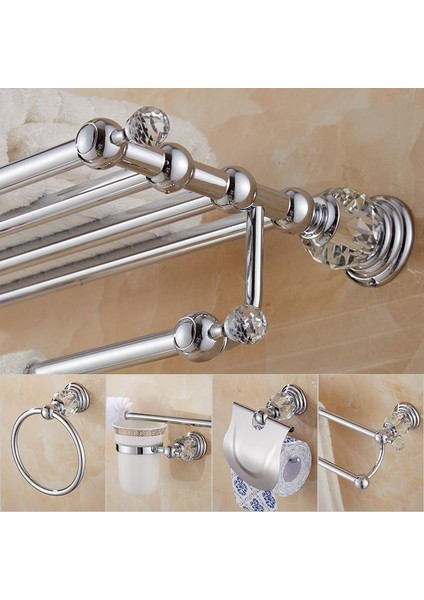 Kağıt Tutucu 2 Tarzı Krom Banyo Dekorasyon Havlu Askısı Organize Temizle Kristal Banyo Donanım Seti Duvara Montaj Banyo Aksesuarları Seti A67 (Yurt Dışından)
