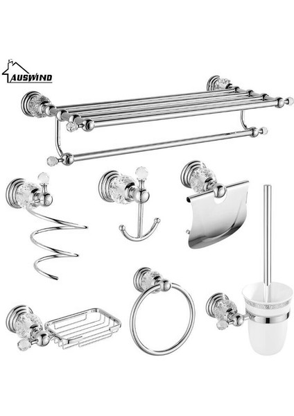 Kağıt Tutucu 2 Tarzı Krom Banyo Dekorasyon Havlu Askısı Organize Temizle Kristal Banyo Donanım Seti Duvara Montaj Banyo Aksesuarları Seti A67 (Yurt Dışından)