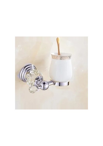 Bardak Tutucu Tarzı Lüks Kristal Gümüş Banyo Aksesuarları Seti Krom Cilalı Pirinç Banyo Donanım Seti Duvara Monte Banyo Ürünleri Banheiro (Yurt Dışından)