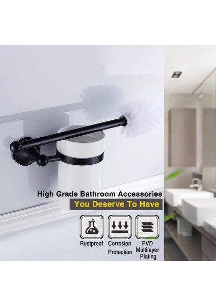 Kağıt Tutucu A Stili Siyah Banyo Aksesuarları Setleri Duvara Monte Saç Kurutma Makinesi Rafı Antika Wc Kağıt Havluluk Tuvalet Fırçası Tutucu Banyo Donanım (Yurt Dışından)