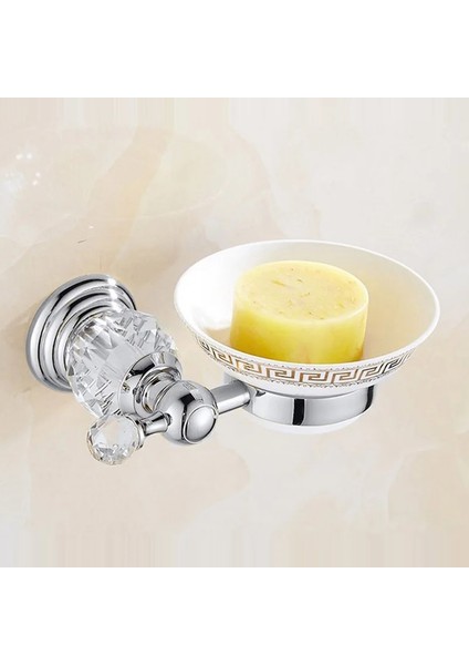 Sabunluk Tarzı Lüks Kristal Gümüş Banyo Aksesuarları Seti Krom Cilalı Pirinç Banyo Donanım Seti Duvara Monte Banyo Ürünleri Banheiro (Yurt Dışından)