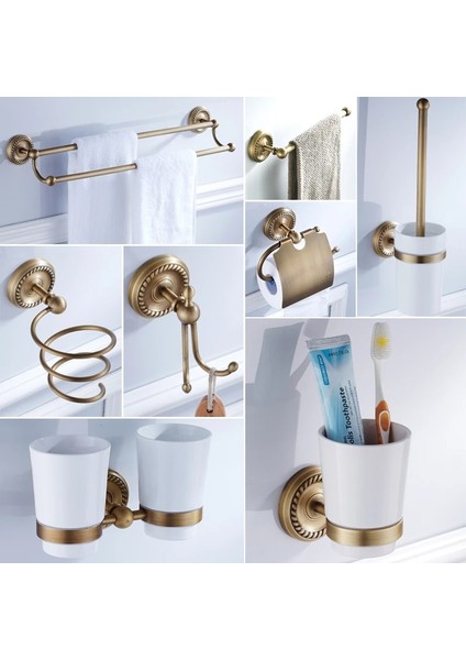 Hairdayer Tutucu Stili Antik Bronz Banyo Donanım Seti Banyo Aksesuarları Raf Sabunluk Tuvalet Kağıdı Tutucu Sabunluk Bornoz Kancası ELM53 (Yurt Dışından) fırsatları