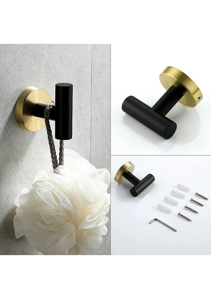 No.1 Stili Lüks Altın Siyah Havlu Halkası Havlu Askısı Yüksek Li Çift Katlı Havlu Bar Banyo Donanım Aksesuarı, Sutainless Çelik (Yurt Dışından)