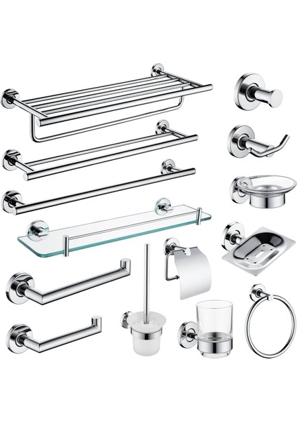 Çift Bornoz Kancası Tarzı Banyo Aksesuarları Donanım Seti Cilalı SUS304 Tuvalet Fırçası Kağıt Tutucu Diş Fırçası Tutucu Havlu Bar Rafı Banyo Rafları (Yurt Dışından)