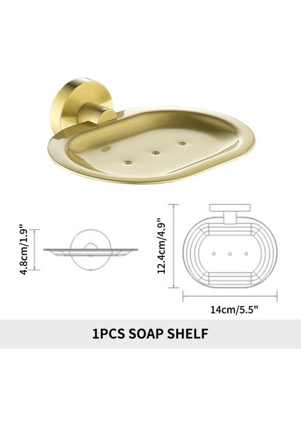 Sabunluk Stili Banyo Donanım Seti Fırçalanmış Altın Tuvalet Fırçası Tutucu Bornoz Askısı Kağıt Tutucu Sabunluk Tutucu Duvara Montaj Banyo Aksesuarları (Yurt Dışından)