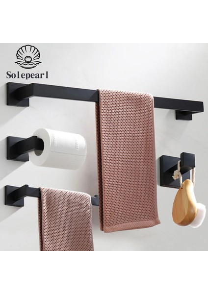 Br-Hook Tarzı 60CM Banyo Donanım Seti Aksesuarları Mat Siyah Raf Bornoz Askısı Askı Havlu Demiri Bar Raf Kağıt Mendil Tutucu (Yurt Dışından) fiyatları