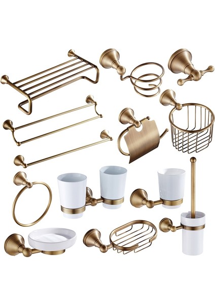 Saç Kurutma Makinesi Tutucu Tarzı Bronz Donanım Seti Antika Saç Kurutma Makinesi Raf Ceket Havlu Raf Ray Bar Duş Sabunluk Tutucu Tuvalet Fırçası Banyo Aksesuarları (Yurt Dışından) fiyatları