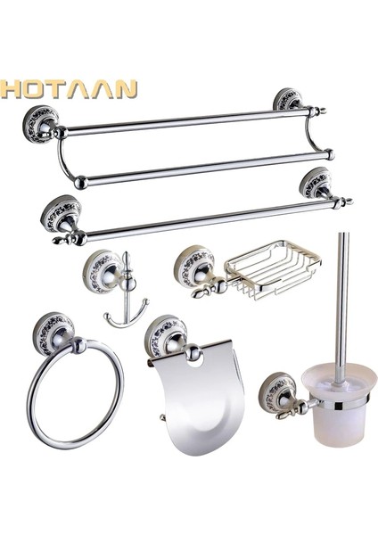 Bornoz Askısı Tarzı Lüks Havlu Askısı Duvara Monte Banyo Aksesuarları Seti Seramik Paslanmaz Çelik Banyo Donanım Setleri Krom Tuvalet Fırçası Tutucu (Yurt Dışından) fiyatları