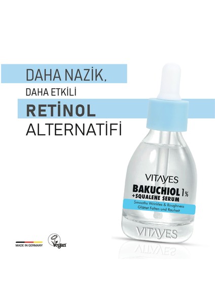 Retinol Alternatifi Bakuchiol %1 ve Squalene Onarıcı C Vitamini %10 ve Panthenol Cilt Serum Seti