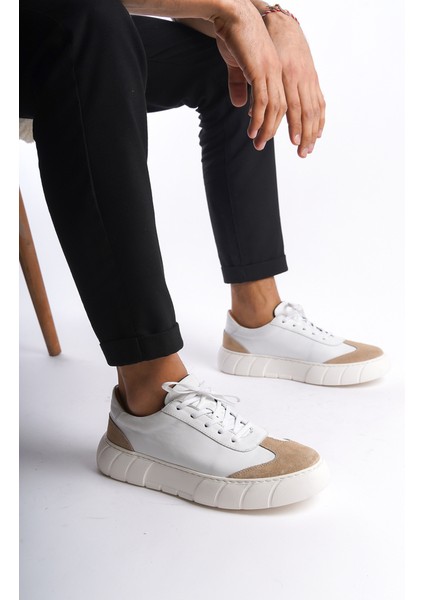 Erkek Deri Spor Ayakkabı & Sneaker Nude/beyaz -MBKRY506-NB fiyatları