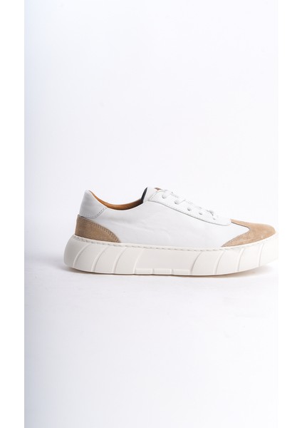 Erkek Deri Spor Ayakkabı & Sneaker Nude/beyaz -MBKRY506-NB fırsatları