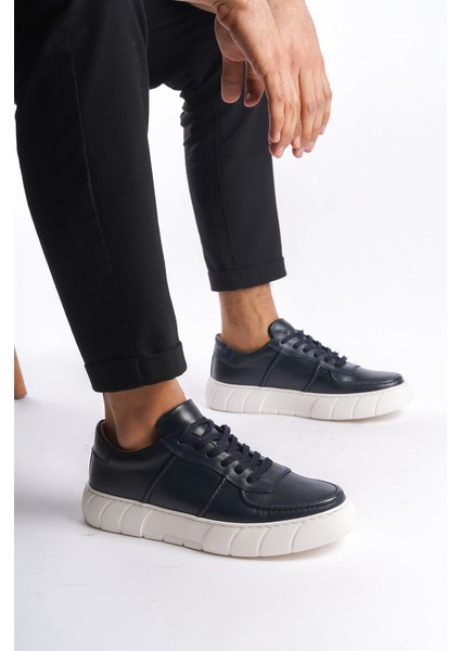 Erkek Deri Spor Ayakkabı & Sneaker Lacivert -MBKRY650-LCV