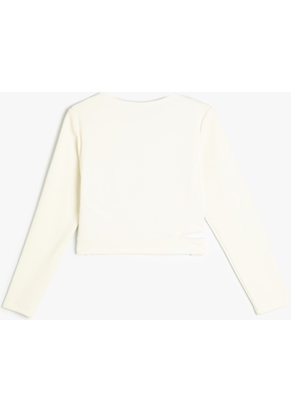 Basic T-Shirt Uzun Kollu Pencere Detaylı Bisiklet Yaka Kaşkorse fiyatları