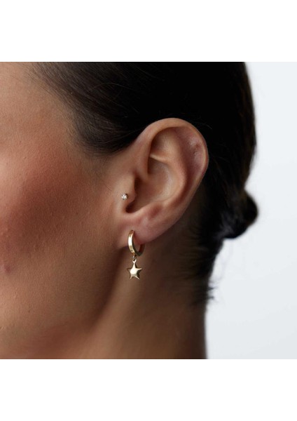 Bombe Yıldız Sallantılı Halka Küpe