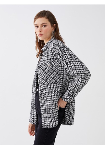 Lcw Vision Desenli Uzun Kollu Oversize Kadın Tüvit Gömlek Ceket