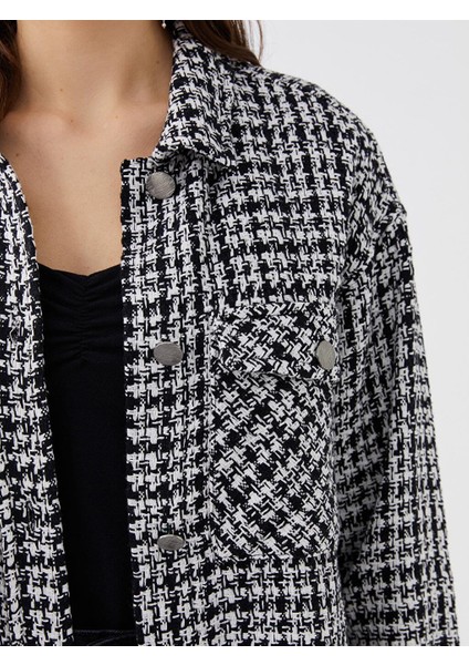 Lcw Vision Desenli Uzun Kollu Oversize Kadın Tüvit Gömlek Ceket