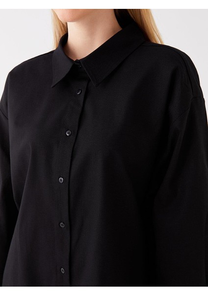 Lcw Vision Düz Uzun Kollu Oversize Kadın Gömlek