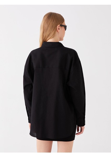 Lcw Vision Düz Uzun Kollu Oversize Kadın Gömlek
