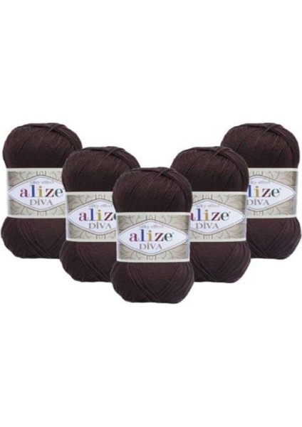 5 Adet Diva Merserize Ip Yazlık Bikini Bustiyer Bluz Örgü Ipi Kahverengi 26