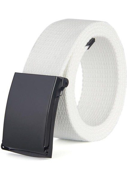 Moda Yeni Unisex Siyah Alaşım Toka Düz Renk Kanvas Kemer Erkekler Için Açık Spor Kot Kemer Nokta (Yurt Dışından) fırsatları