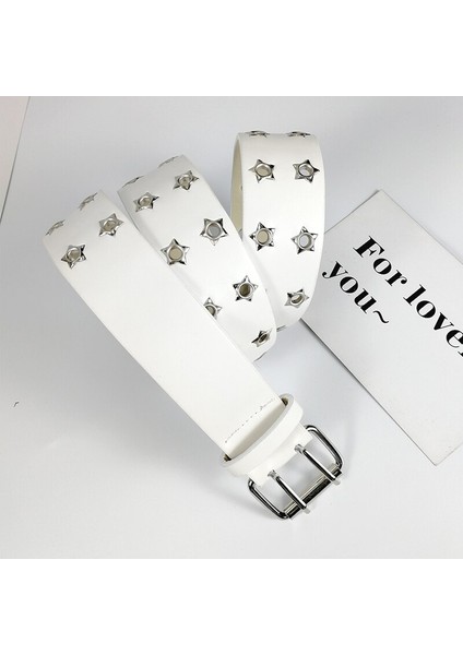 Siyah Kuşaklar Kadınlar Için Bel Punk Çivili Kemer Çift Yıldız Kuşgözü Tüm Kuşgözü Kot Ceinture Mujer Gotik Erkekler Kemer (Yurt Dışından) indirimleri