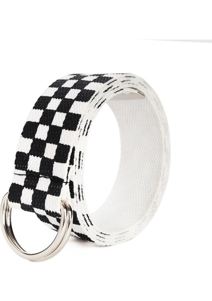 Erkekler Kemer Siyah Beyaz Ekose Kemer Kanvas Dama Tahtası Kemerler Kuşak 3.8 cm Bel Kemerleri Rahat Damalı D Toka (Yurt Dışından) modelleri