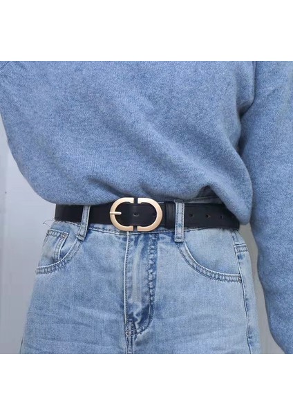 105 cm Kadın Moda Kemer Basit Metal Tokalı Kemer Kadınlar Için Siyah Takım Elbise Kot Giyim Aksesuarları (Yurt Dışından) modelleri