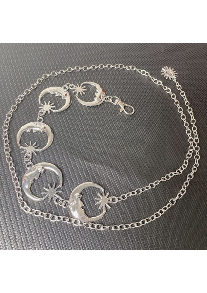 Plaj Kemeri Harajuku Punk Ay Metal Kemerler Kadın Vintage Yüksek Bel Zincir Bel Kemerleri Gotik Ay Güneş Şerit Kolye Kemerler Kadın (Yurt Dışından) modelleri