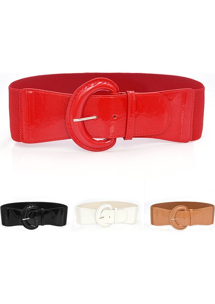 Kadınlar Lüks Bel Kemerleri Elbise Katı Siyah Kırmızı Beyaz Geniş Yüksek Kaliteli Kemer Pu Rugan Elastik Bant Bel Kemeri (Yurt Dışından) fiyatları