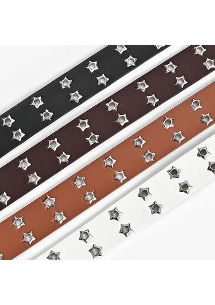 Y2K Kadın Yıldız Göz Perçin Kemer Çift Sıralı Delik Kemer Punk Bel Kayışı Oymak Pu Deri Kot Dekoratif Moda Kemer (Yurt Dışından) modelleri