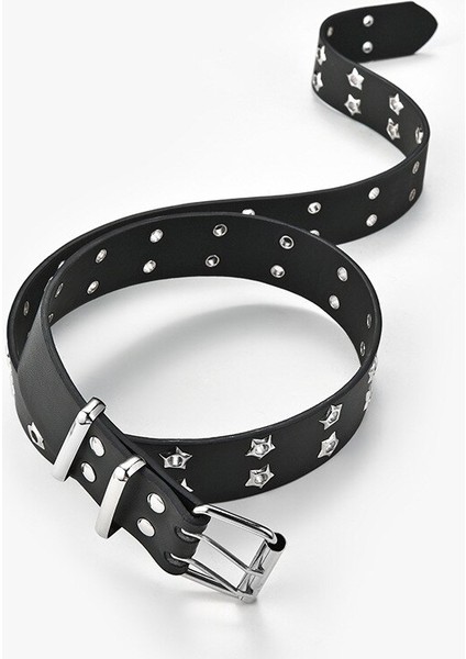 Y2K Kadın Yıldız Göz Perçin Kemer Çift Sıralı Delik Kemer Punk Bel Kayışı Oymak Pu Deri Kot Dekoratif Moda Kemer (Yurt Dışından) indirimleri